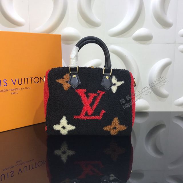 LV包 LV女包 M55423 經典Speedy25手袋 LVTeddy系列 LV羊毛枕頭包 手提包 LV單肩斜挎包  ydh3294